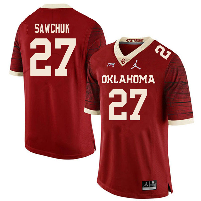 Men #27 Gavin Sawchuk Oklahoma Sooners College Football Jerseys Sale-Retro - Click Image to Close